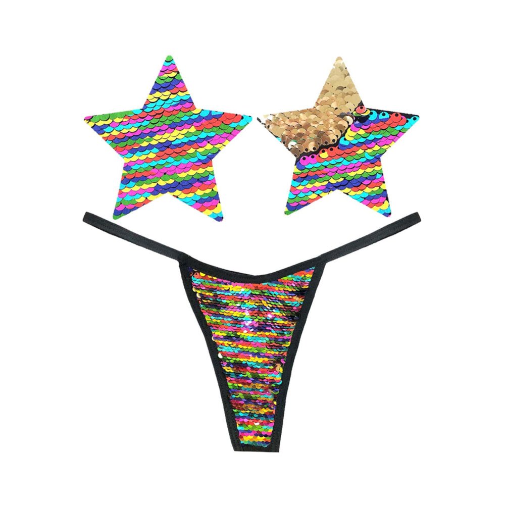 Neva Nude Pastie Funfetti Mulicolor Pastie And Panty Set-blank-Sexual Toys®