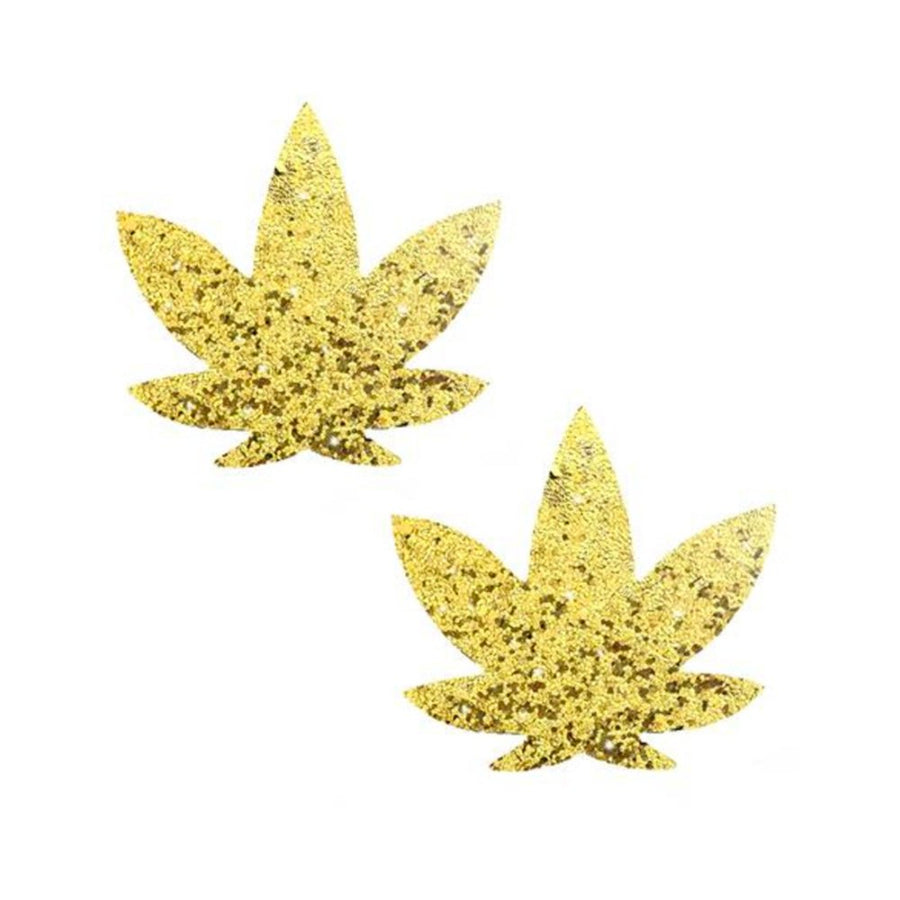 Neva Nude Pasty Weed Leaf Glitter Sparkle Gold-blank-Sexual Toys®