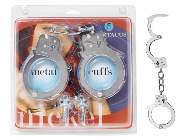 Nickel Coated Steel Handcuffs With Single Lock - Silver-blank-Sexual Toys®