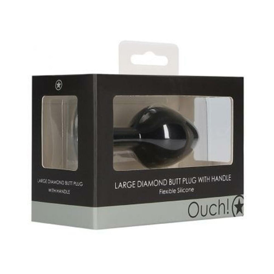Ouch! Large Diamond Butt Plug With Handle - Black-Shots-Sexual Toys®