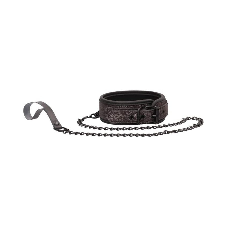 Ouch! Ouch - Elegant Collar With Leash - Titanium Grey-Shots-Sexual Toys®