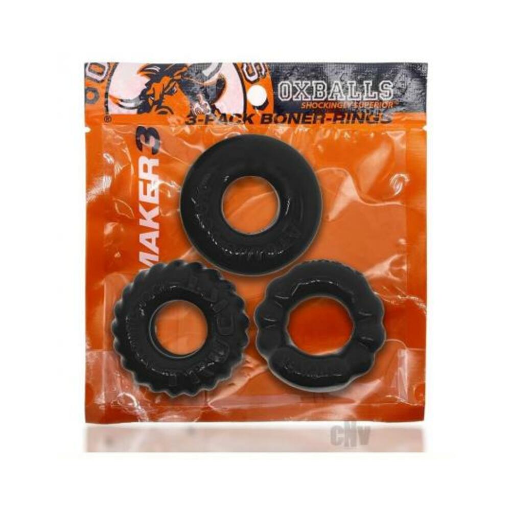 Oxballs Bonemaker 3-pack Boner Cockring Kit Flextpr Black-blank-Sexual Toys®