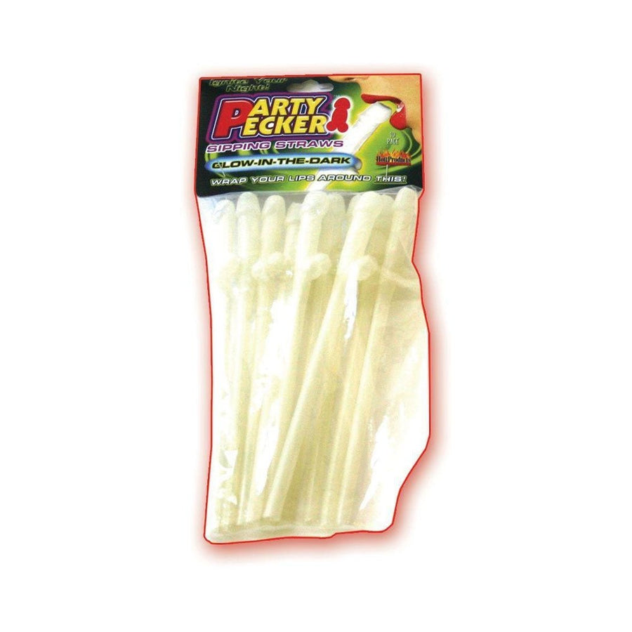 Party Pecker Sipping Straws Glow 10 Pack-Hott Products-Sexual Toys®
