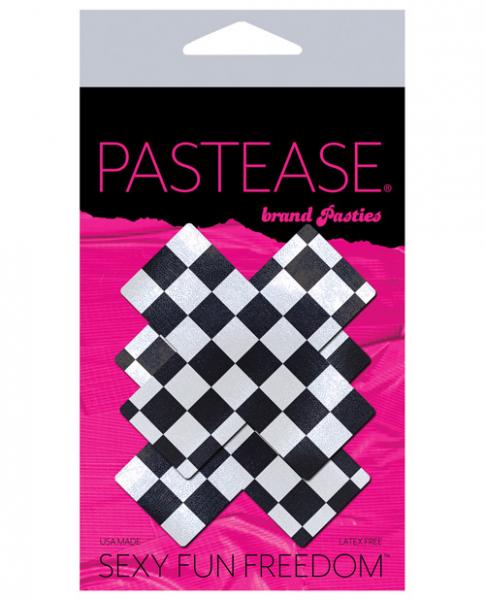 Pastease Checker Cross X Black White Pasties O/S-Pastease Brand Pasties-Sexual Toys®