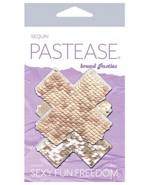Pastease Color Changing Flip Sequins Cross Rose Gold Pasties O/S-Pastease Brand Pasties-Sexual Toys®