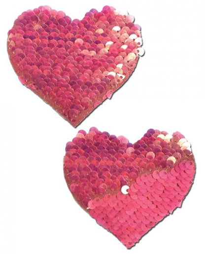 Pastease Color Changing Flip Sequins Heart Pink O/S-Pastease Brand Pasties-Sexual Toys®