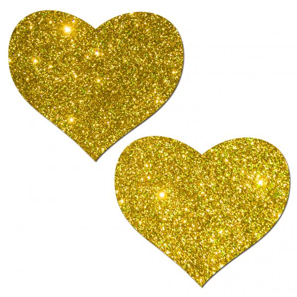 Pastease Gold Glitter Heart Pasties O/S-Pastease Brand Pasties-Sexual Toys®