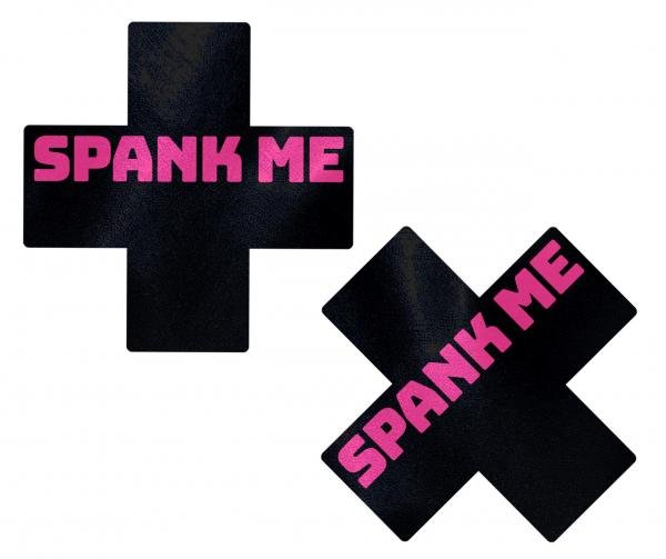 Pastease Liquid Black Cross Pink Spank Me Pasties-Pastease Brand Pasties-Sexual Toys®
