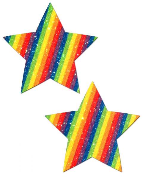 Pastease Rockstar Glittering Double Rainbow Star-Pastease Brand Pasties-Sexual Toys®