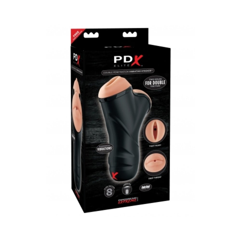 Pdx Elite Double Penetration Vibrating Stroker-PDX Brands-Sexual Toys®