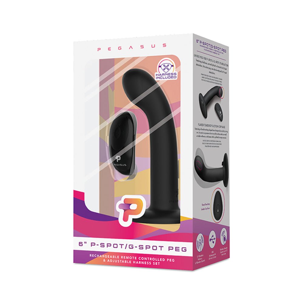 Pegasus 6" Wirelss Remote Control P-spot/g-spot Peg With Harness Black-Electric Eel-Sexual Toys®