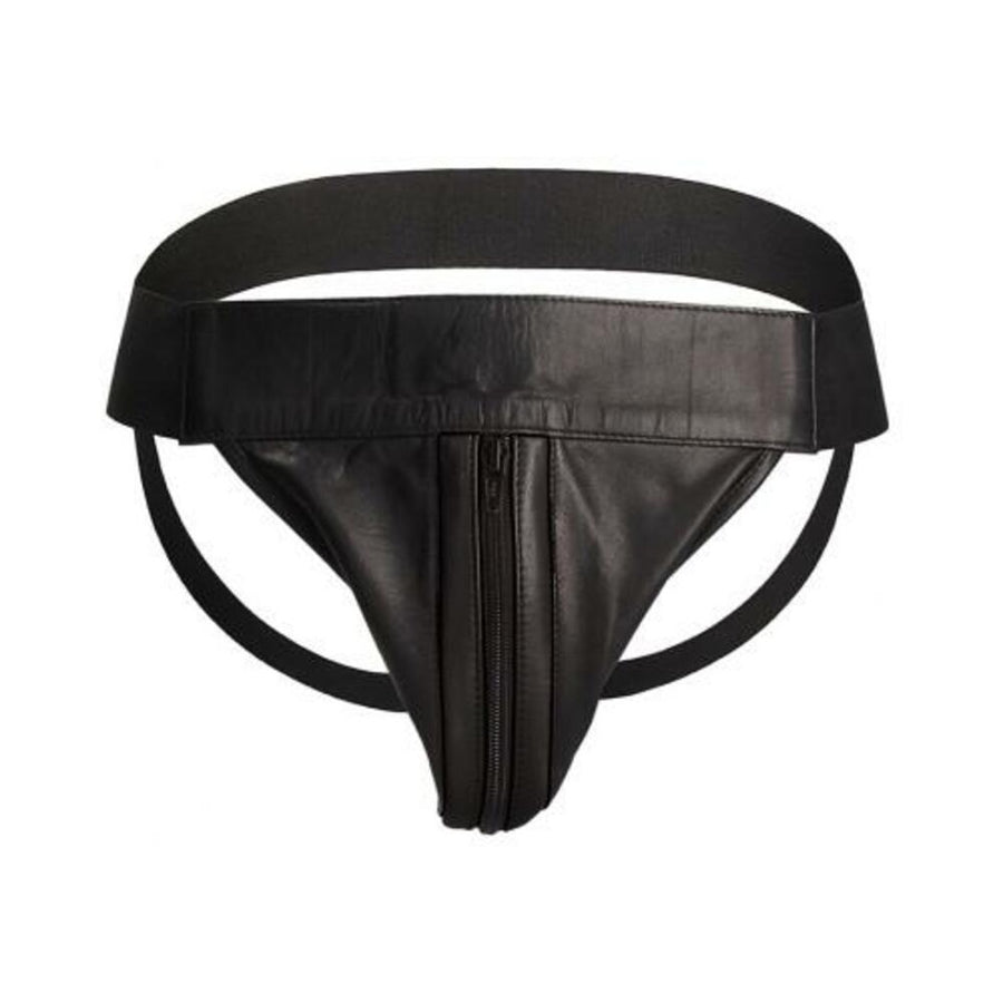Premium Leather Zipper Front Jock L/xl Black-blank-Sexual Toys®