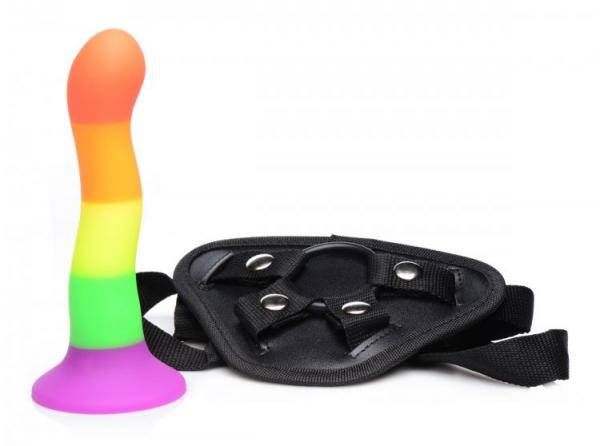 Proud Rainbow Silicone Dildo With Harness-Strap U-Sexual Toys®
