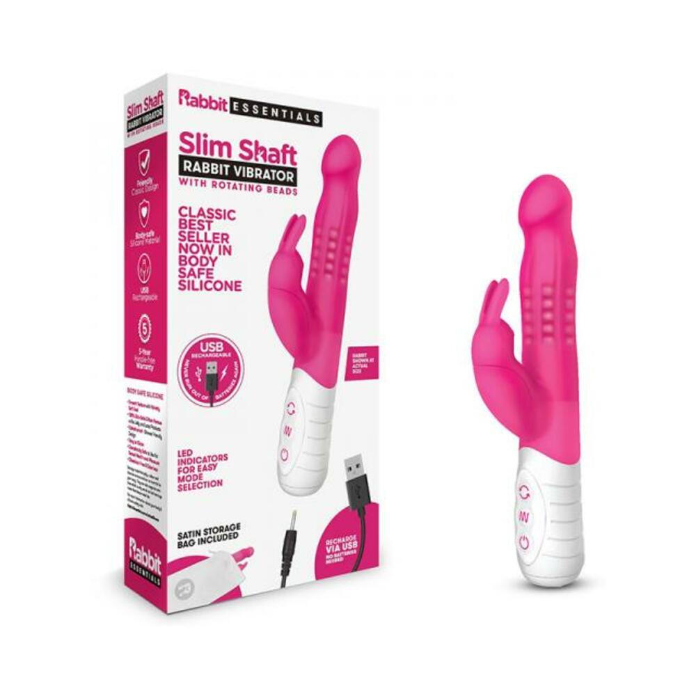 Rabbit Essentials Slim Shaft Rabbit Vibrator Hot Pink-Pink-Sexual Toys®