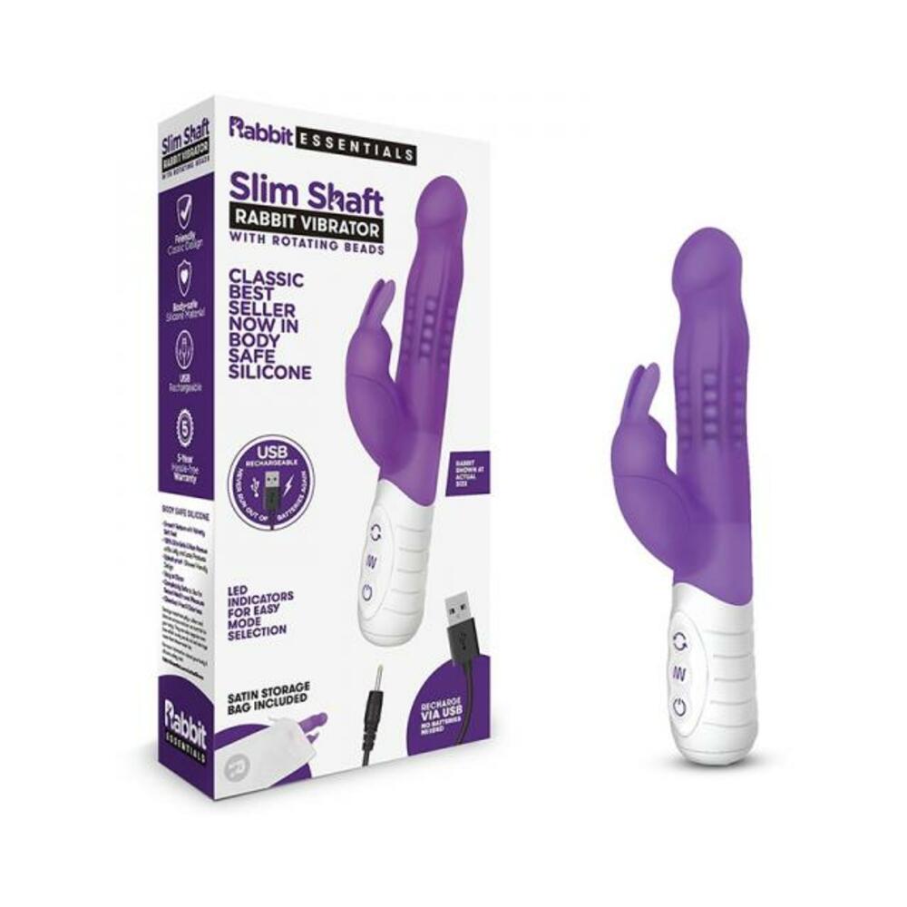 Rabbit Essentials Slim Shaft Rabbit Vibrator Purple-blank-Sexual Toys®