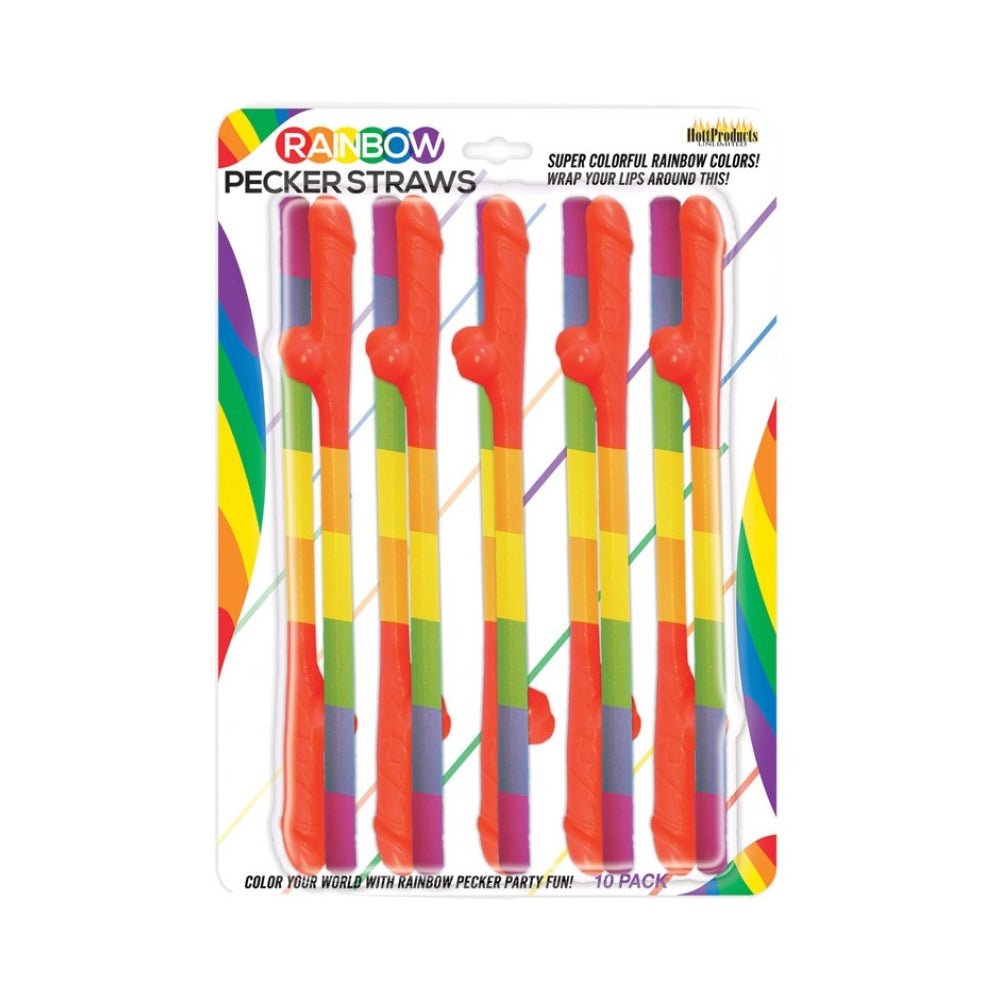 Rainbow Pecker Straws 10pk-Hott Products-Sexual Toys®