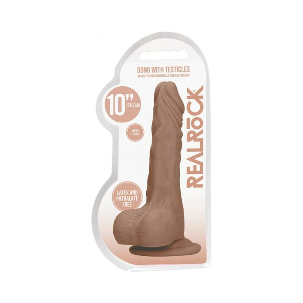 Real Rock Realistic Dildo With Balls - 10" - 25 Cm - Mocha-blank-Sexual Toys®