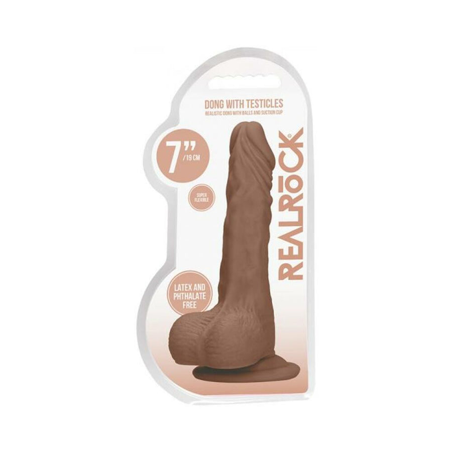 Real Rock Realistic Dildo With Balls - 7&quot; - 17 Cm - Mocha-blank-Sexual Toys®
