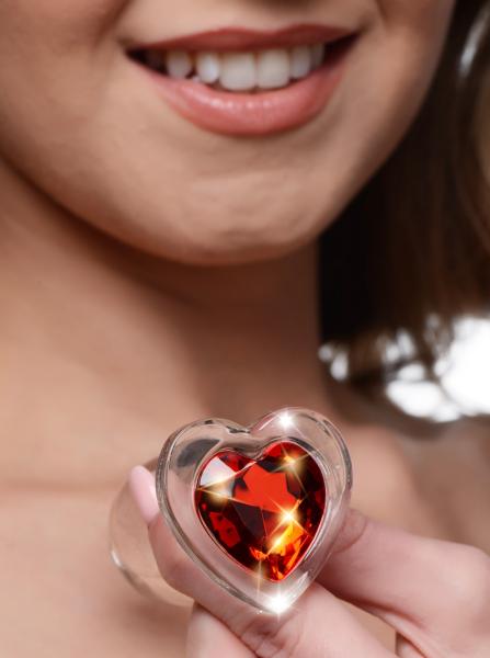 Red Heart Gem Glass Anal Plug - Large-Booty Sparks-Sexual Toys®