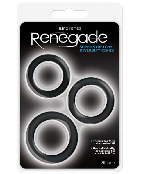 Renegade Diversity Rings Black Pack Of 3-NS Novelties-Sexual Toys®