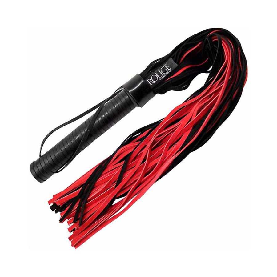 Rouge Leather Flogger Black/Red-Rouge Garments-Sexual Toys®