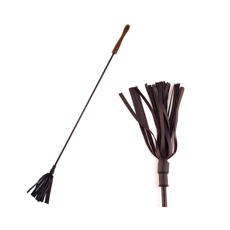 Rouge Leather Wooden Handle Riding Crop Black-blank-Sexual Toys®