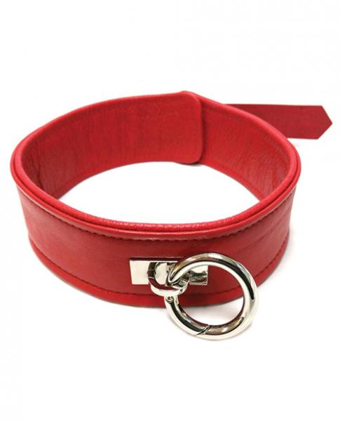 Rouge Plain Leather Collar with 1 Ring-blank-Sexual Toys®