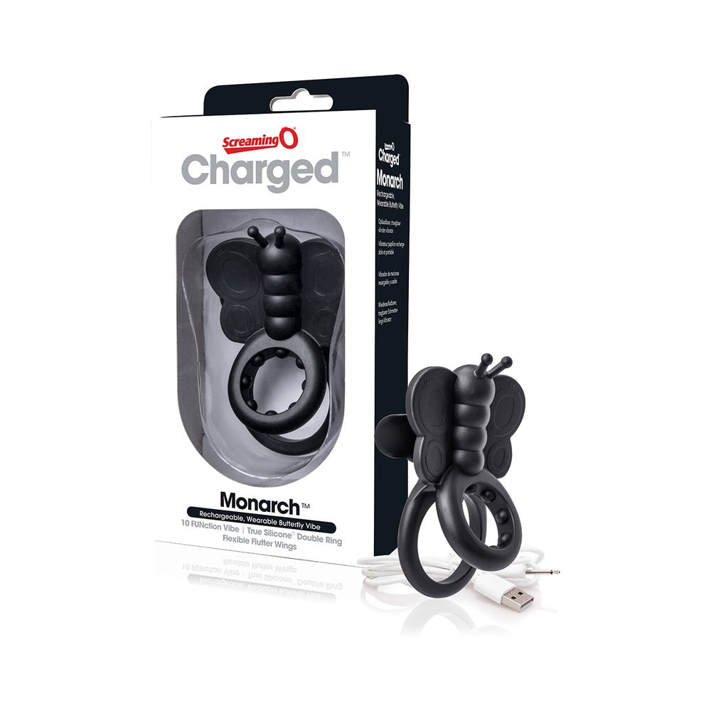 Screaming O Charged Monarch Wearable Butterfly Vibe - Black-blank-Sexual Toys®