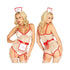 3pc Nurse, Fishnet Crotchless Garter Teddy, Apron, & Matching Headb& O/s White-blank-Sexual Toys®
