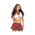 4-piece Miss Prep School Cropped Tie Top, Skirt, Tie, And Hair Bows S/m Red/white-blank-Sexual Toys®