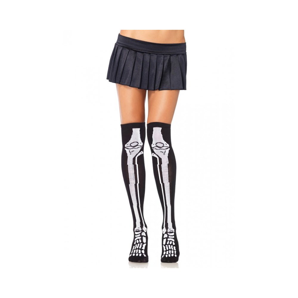 Acrylic Skeleton Over The Knee Socks O/s Black/white-blank-Sexual Toys®