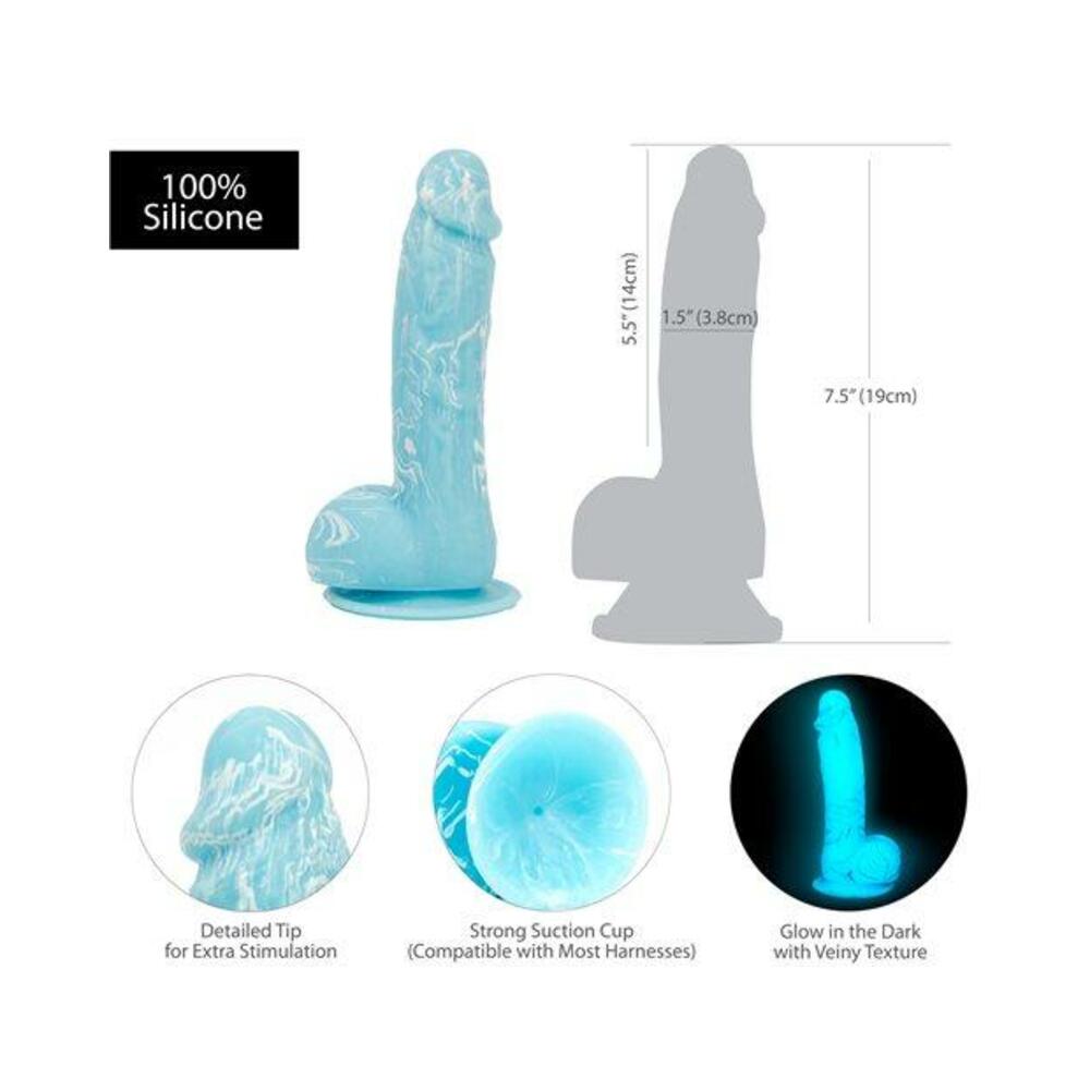 Addiction Luke Glowing Vibrating 7.5 in Realistic Dildo Blue-blank-Sexual Toys®