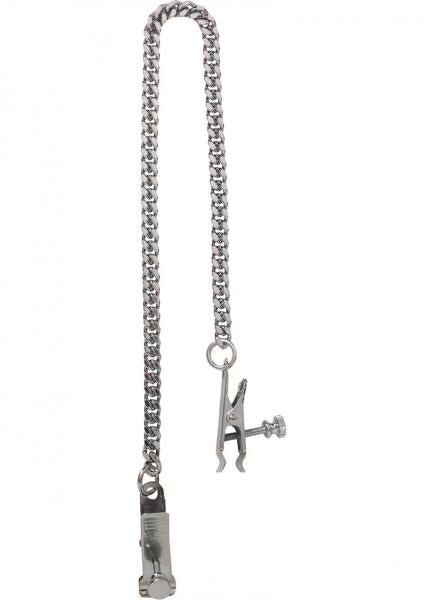Adjustable Duck Bill Nipple Clamps With Jewel Chain Silver-blank-Sexual Toys®