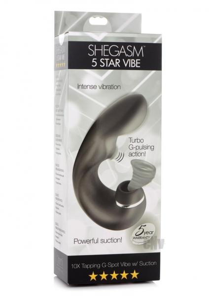 Shegasm 5 Star 10x Tapping G-spot Silicone Vibrator With Suction - Black-Inmi-Sexual Toys®