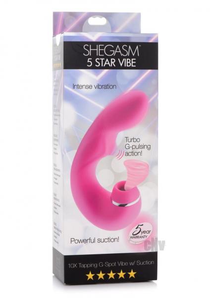 Shegasm 5 Star 10x Tapping G-spot Silicone Vibrator With Suction - Pink-Inmi-Sexual Toys®