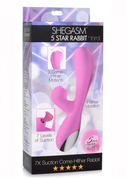 Shegasm 5 Star 7x Suction Come-hither Silicone Rabbit - Pink-Inmi-Sexual Toys®