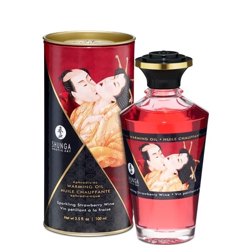 Shunga Warming Massage Oil Strawberry 3.5 fluid ounces-Shunga Aphrodisiac Oil-Sexual Toys®