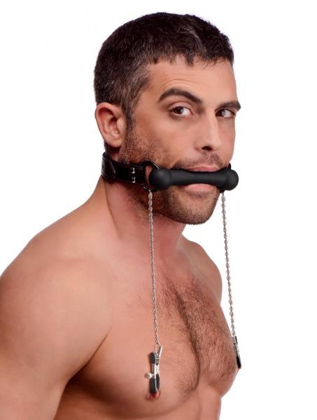 Silicone Bit Gag With Nipple Clamps-STRICT-Sexual Toys®