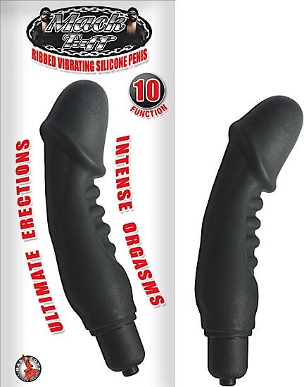 Silicone Ribbed Vibrating Penis Black-Nasstoys-Sexual Toys®