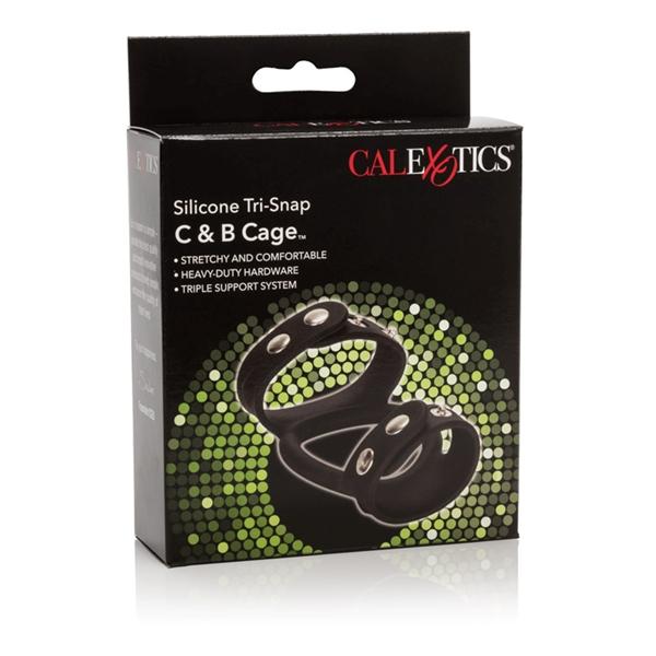 Silicone Tri Snap Cock & Ball Cage Black-blank-Sexual Toys®