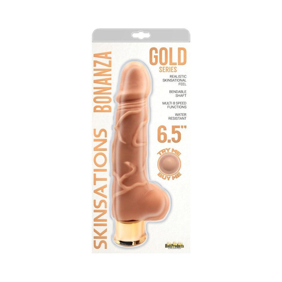 Skinsations Gold Series Bonanza 6.5in Vibrating Dildo Multi Functions-blank-Sexual Toys®