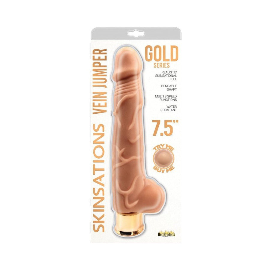 Skinsations Gold Series Vein Jumper 7.5in Vibrating Dildo Multi Function-blank-Sexual Toys®