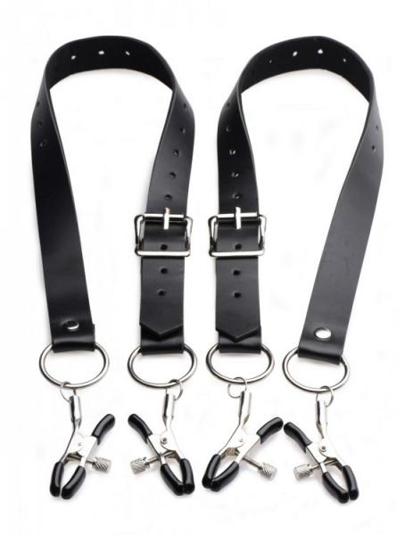 Spread Labia Spreader Straps with Clamps Black-Master Series-Sexual Toys®