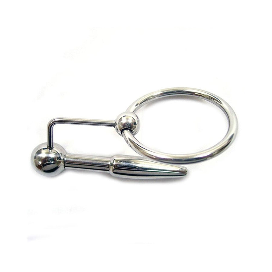 Stainless Steel Urethral Probe &amp; Cock Ring-blank-Sexual Toys®