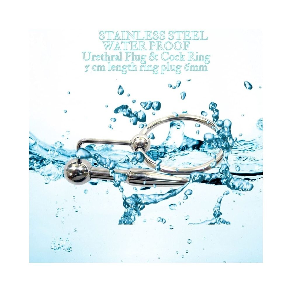 Stainless Steel Urethral Probe & Cock Ring-blank-Sexual Toys®
