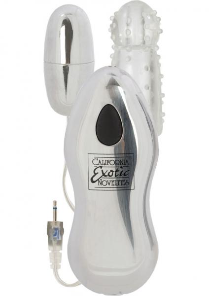 Sterling Collection Combo Pack 3 Standard Silver Plug In Bullet with Sleeve 2 Speed Push Button Cont-blank-Sexual Toys®