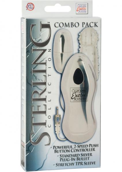 Sterling Collection Combo Pack 3 Standard Silver Plug In Bullet with Sleeve 2 Speed Push Button Cont-blank-Sexual Toys®
