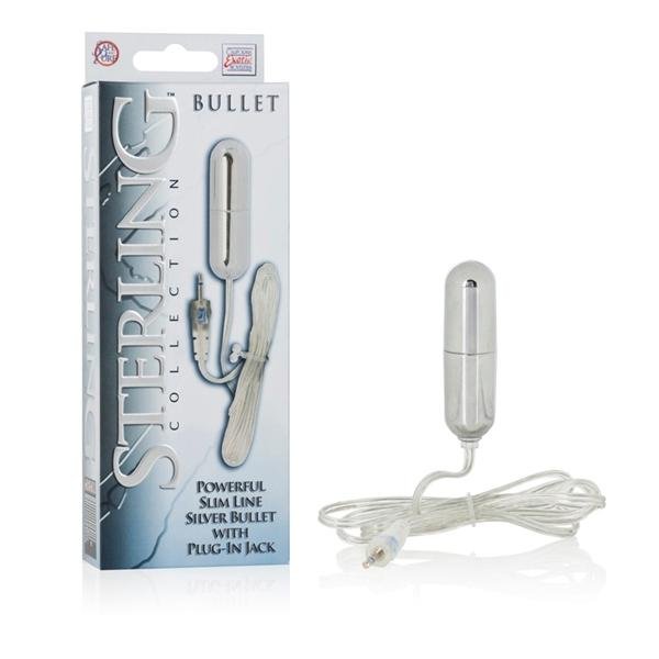 Sterling Collection Silver Slim Line Bullet With Plug In Jack-Sterling Collection-Sexual Toys®