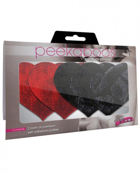 Stolen Kisses Hearts Pasties Red, Black 2 Pack-blank-Sexual Toys®