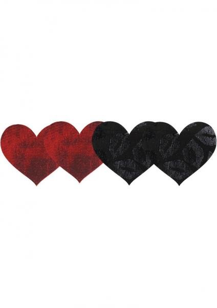 Stolen Kisses Hearts Pasties Red, Black 2 Pack-blank-Sexual Toys®